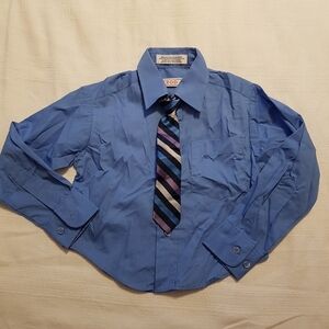 IZOD boys size 4 blue shirt & striped clip on tie New no tags